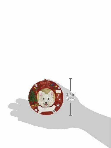 American Eskimo Christmas Ornament Wreath Shaped Easily Personalized