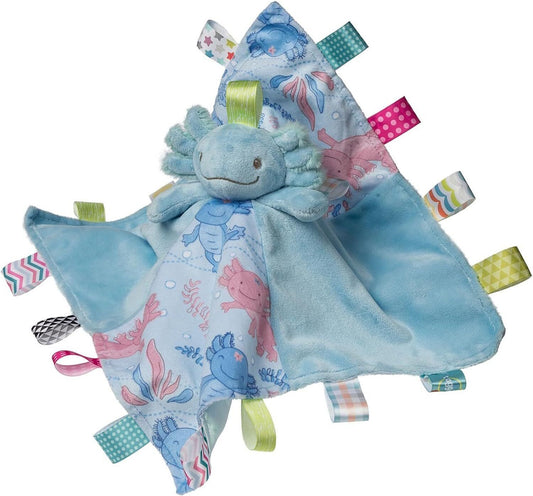 Mary Meyer Taggies Soothing Sensory Security Blanket, Fizzy Aqua Axolotl, 13x13"