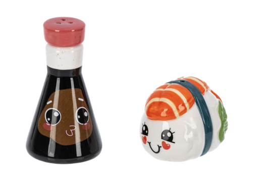 Ganz Ceramic Salt & Pepper Shakers, 2 Piece Set, Sushi and Soy Sauce