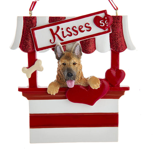 Kurt Adler German Shepherd Dog Kissing Booth Christmas Tree Ornament - 4" Resin