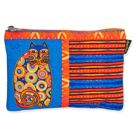 Laurel Burch Classic Felines Cosmetic Bag (Orange/Blue A), Orange Cat Stripes