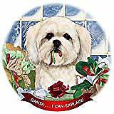 Lhasa Apso White Dog Porcelain Ornament Pet Gift 'Santa. I Can Explain!'