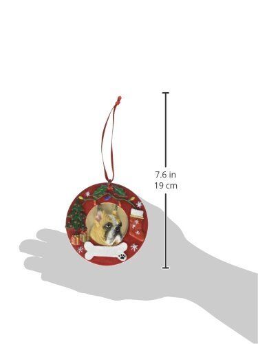 E&S Pets Boxer Cropped Christmas Ornament Wreath Shaped Easily Personalized