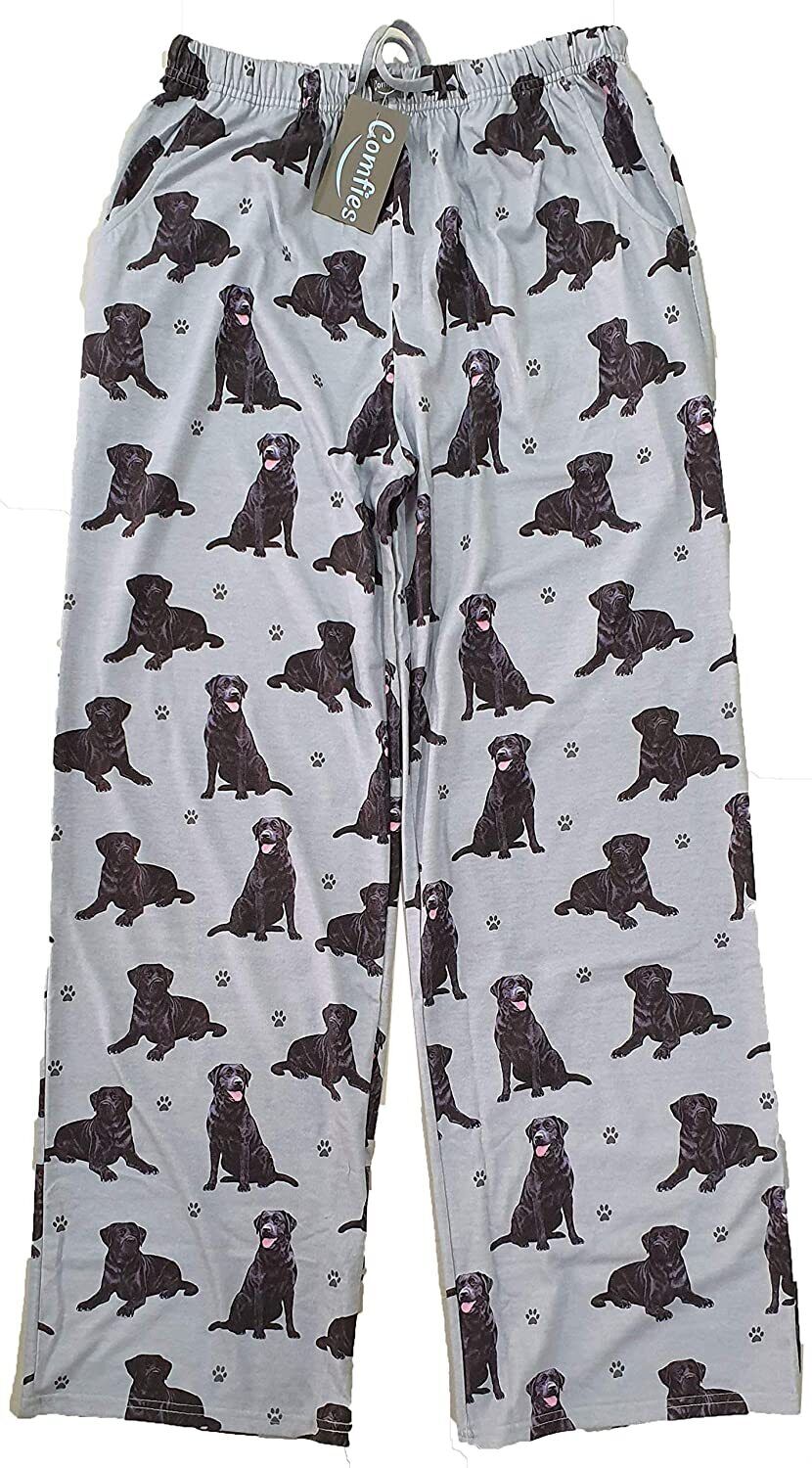 Black Labrador Retriever Unisex Lightweight Cotton Blend Pajama Bottoms- Small