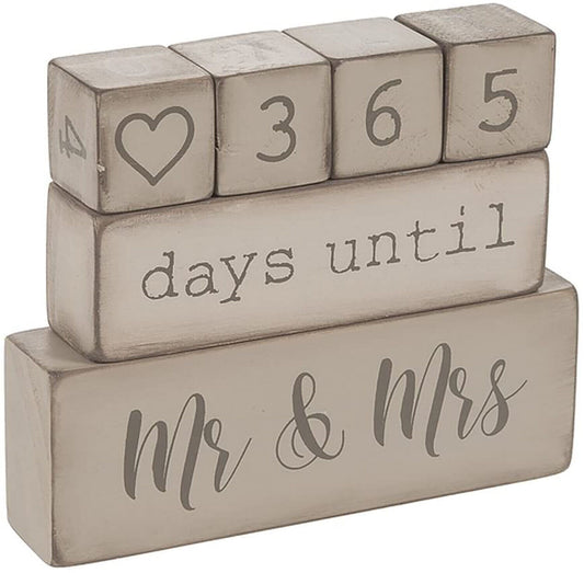 Ganz ER49764 6 Piece Wooden Block Wedding Day Countdown Calendar, Rustic
