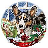 Cardigan Corgi Blue Merle Dog Porcelain Ornament 'Santa. I Can Explain!'