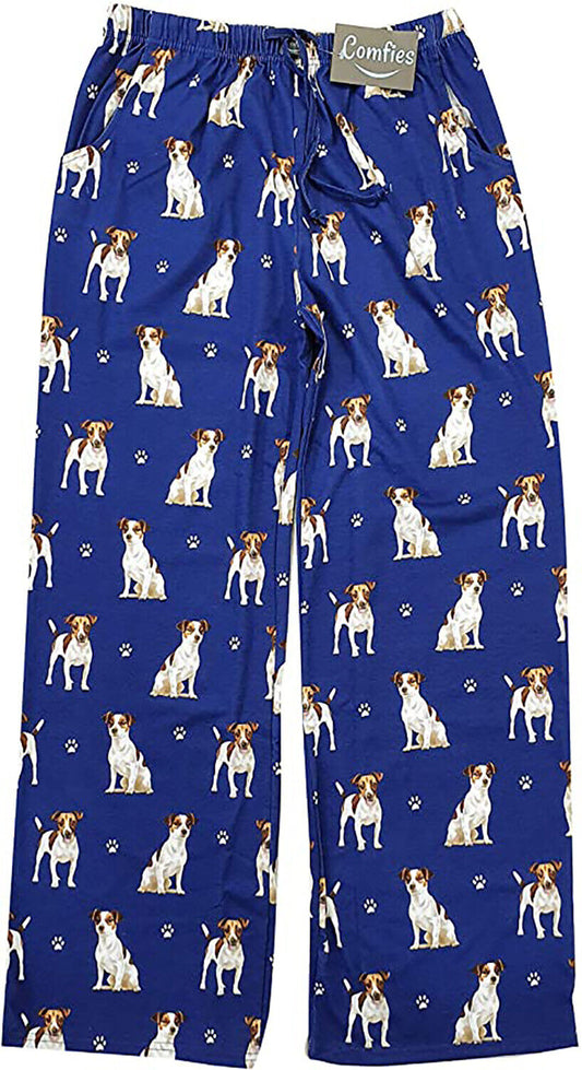 Jack Russell Terrier Unisex Lightweight Cotton Blend Pajama Bottoms- X-Large