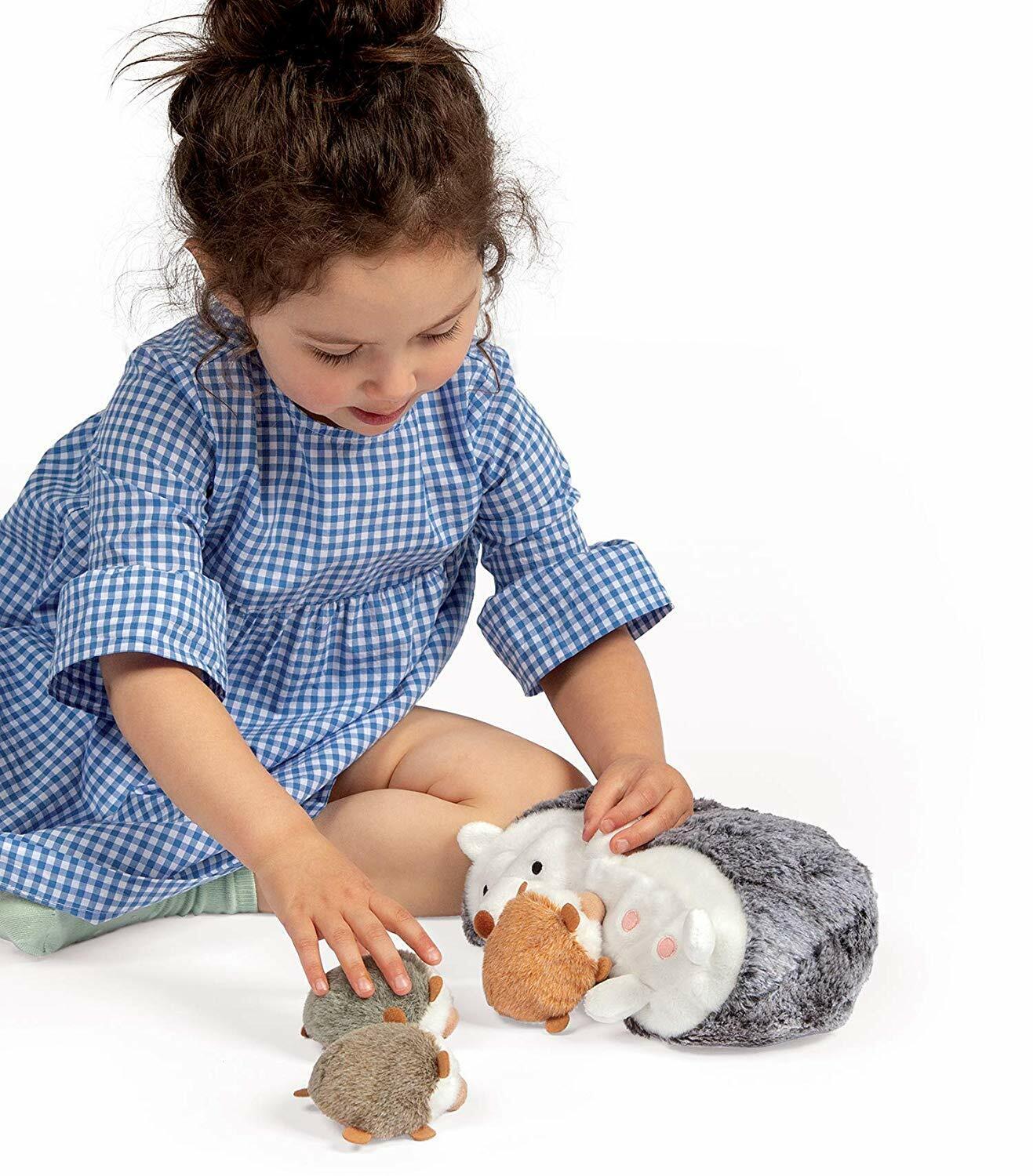 Manhattan Toy Nursing Nissa Hedgehog Stuffed Animal with 3 Baby Hedgehogs