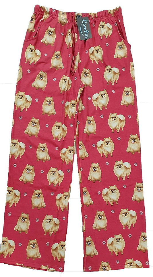 Pomeranian Unisex Lightweight Cotton Blend Pajama Bottoms- Small