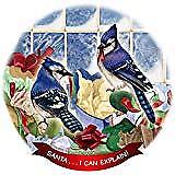 Eastern Blue Jay Porcelain Ornament Pet Gift 'Santa. I Can Explain!'