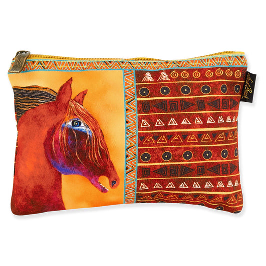 Laurel Burch Classic Horses Red Horse Cosmetic Bag (orange/red stripes E)