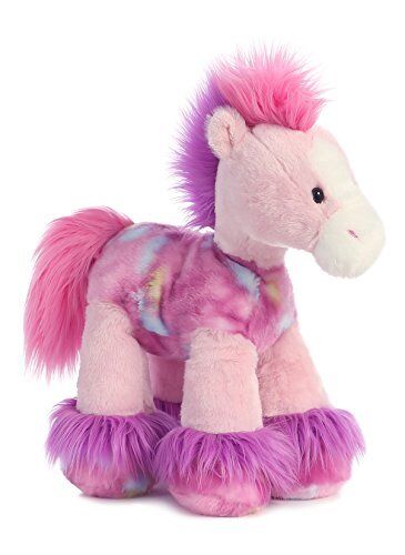 Aurora Bright Fancies Bubblegum Pink Tye Die Horse Plush Stuffed Animal, 12"