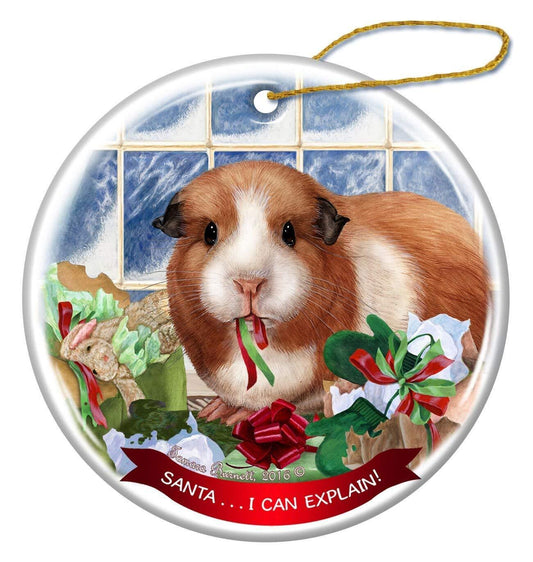 Guinea Pig Porcelain Hanging Ornament Pet Gift 'Santa.. I Can Explain!'