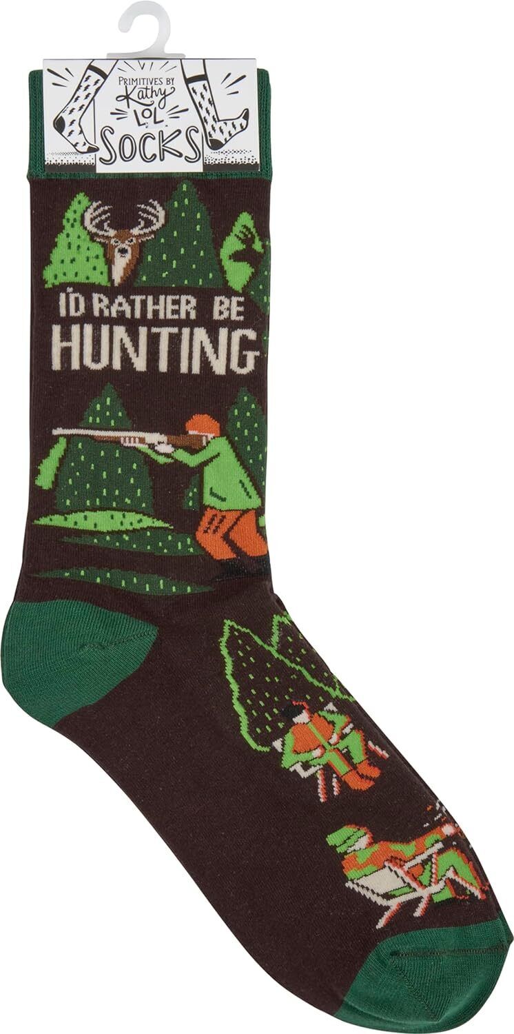 Primitives by Kathy Socks - I'd Rather Be Hunting, One Size, Unisex