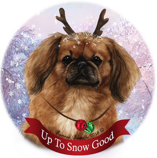 Holiday Pet Gifts Orange Sable Pekingese Dog Porcelain Christmas Ornament