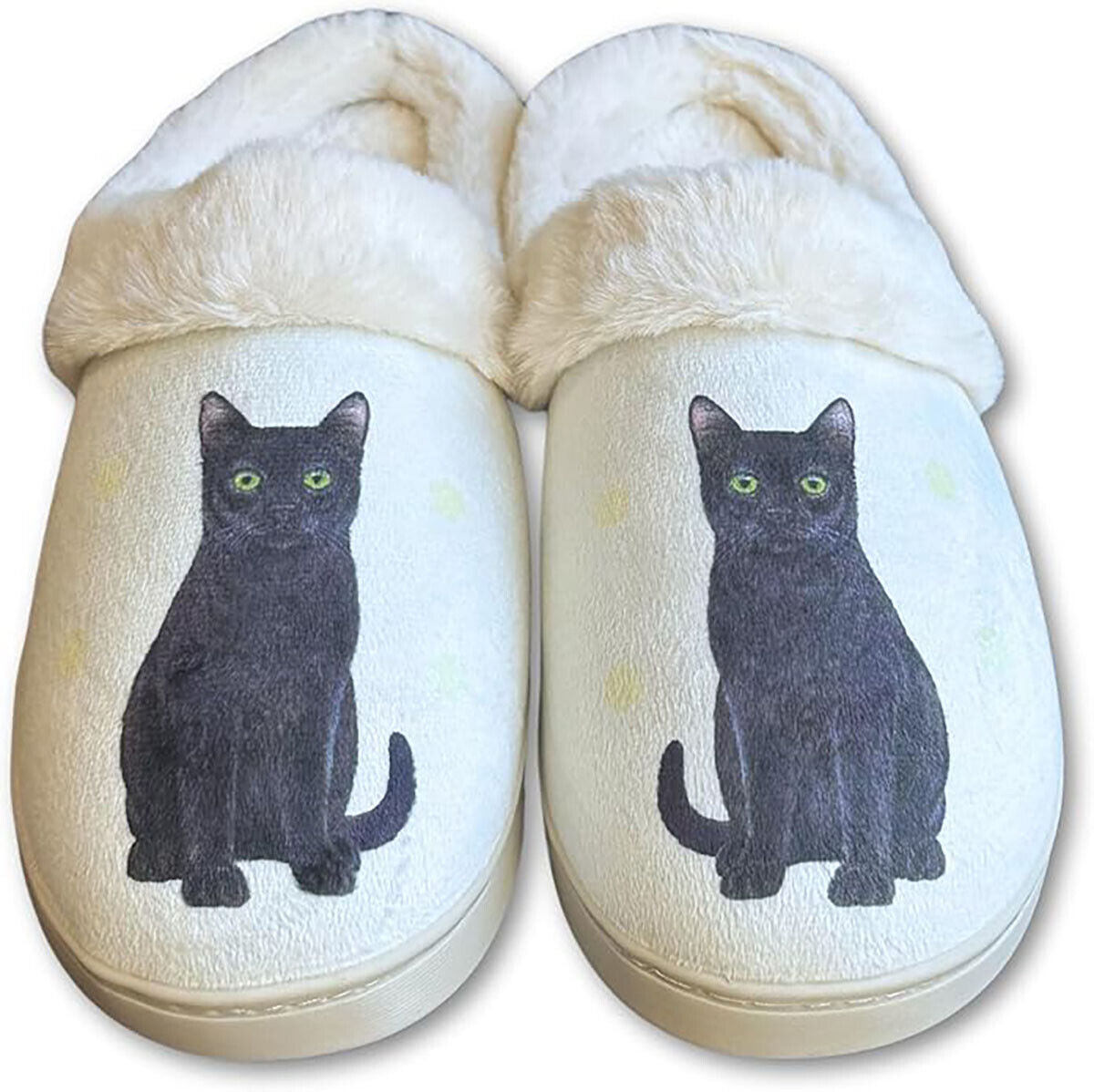 E&S Pets Black Cat Snugg Slippers for Pet Lovers - Fuzzy Memory Foam, L/XL