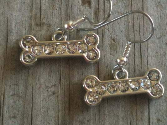 Crystal Dog Bone 3D Earrings