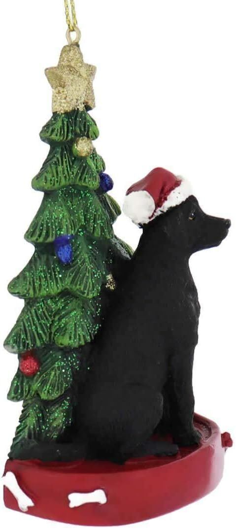 Kurt Adler Black Lab Labrador With Santa Hat Christmas Tree Ornament, 4.25 "