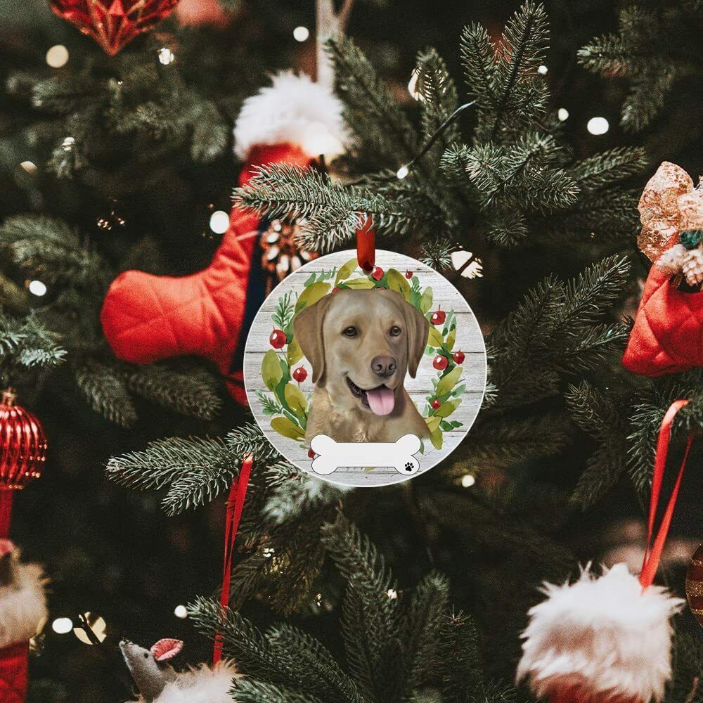 Yellow Lab Ornament - E&S Pets - DIY Personalizable, Ceramic Round Ornament