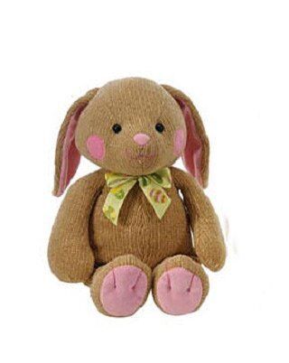 Knit Chenille Brown Bunny Rabbit Low Plush 10" by Fiesta