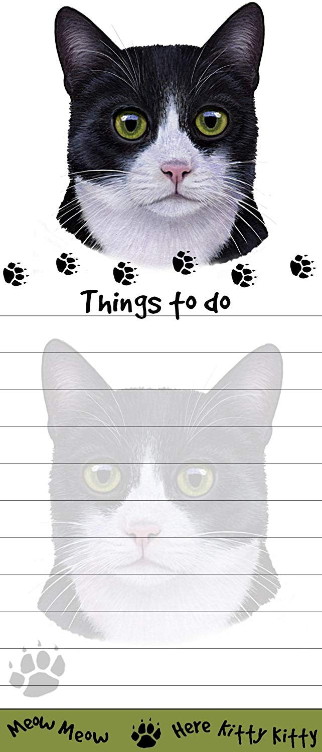 "Tuxedo Cat Magnetic List Pads" Uniquely Shaped Sticky Notepad
