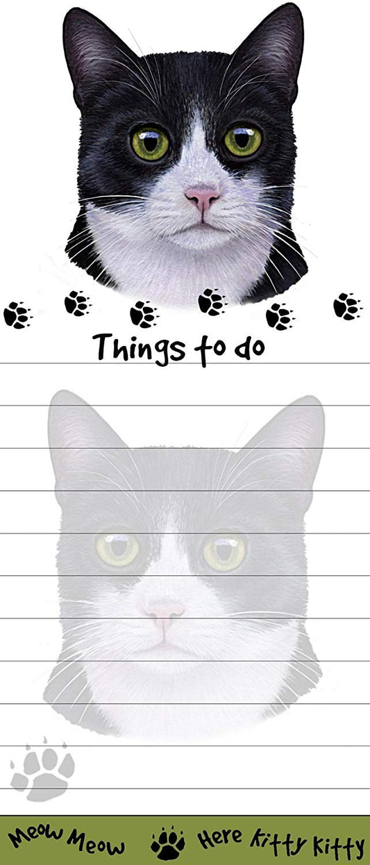 "Tuxedo Cat Magnetic List Pads" Uniquely Shaped Sticky Notepad