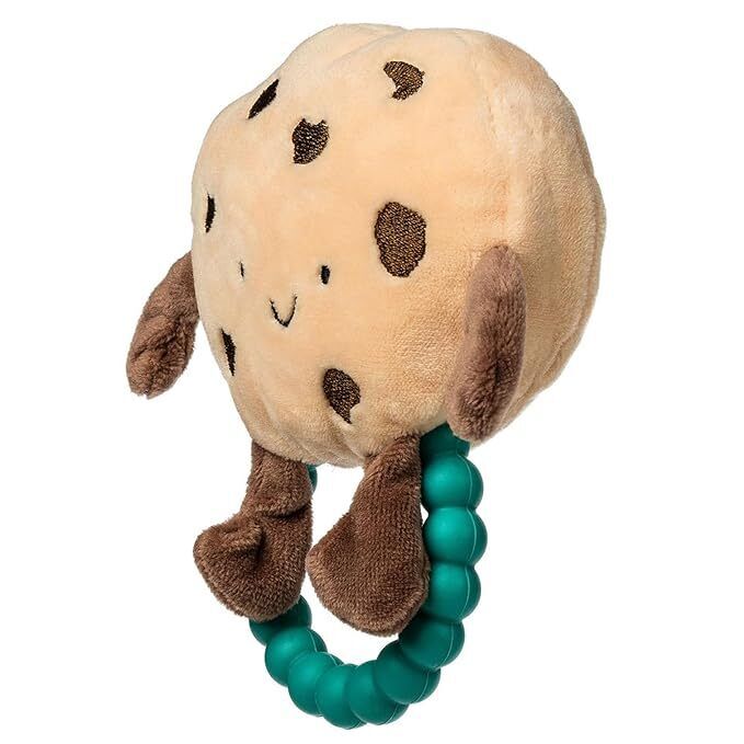 Mary Meyer Sweet Soothie Soft Baby Rattle with Teether Ring, 5", Chippy Cookie