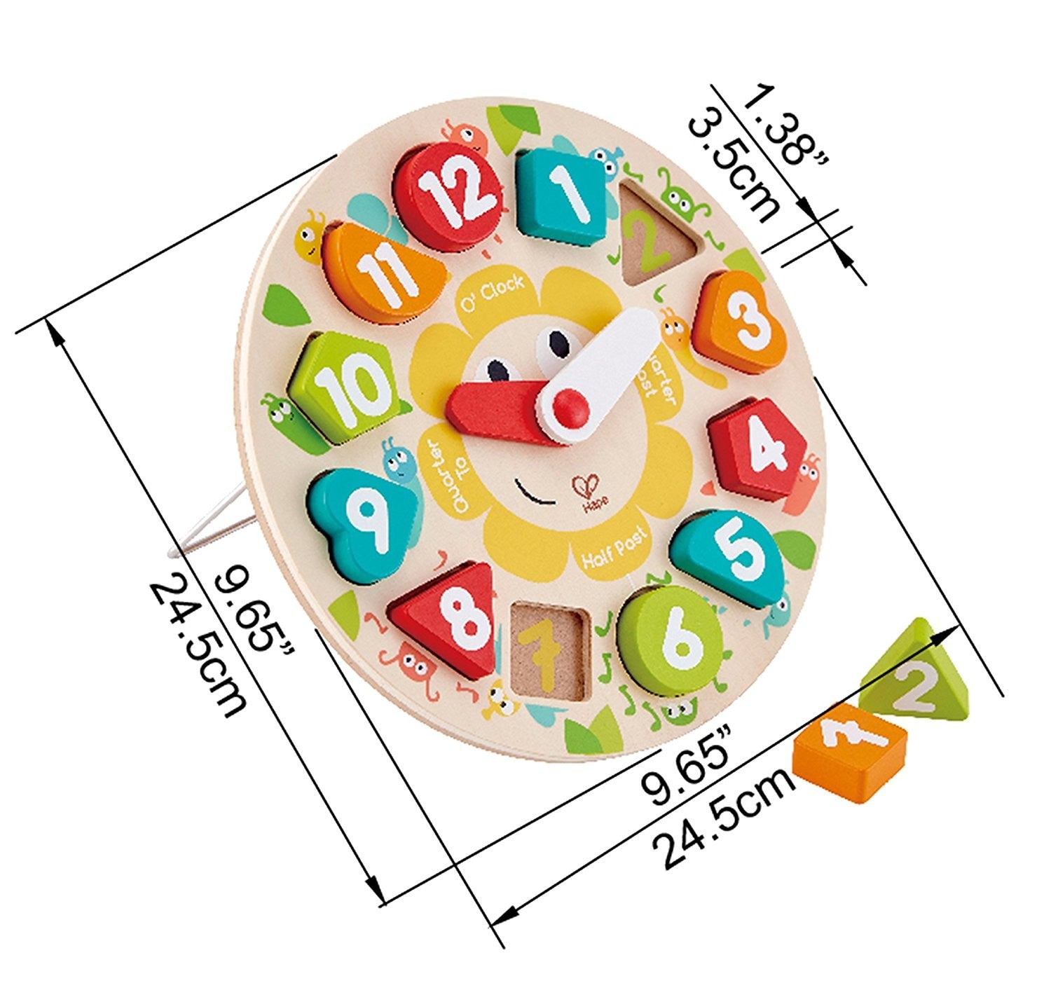 Hape Chunky Clock Puzzle Game, Multicolor, 9.65'' x 1.38''