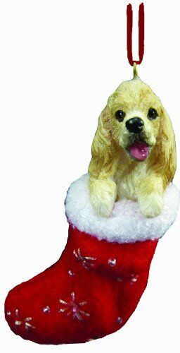 Cocker Spaniel Stocking Ornament with "Santa's Little Pals" Hand Painted