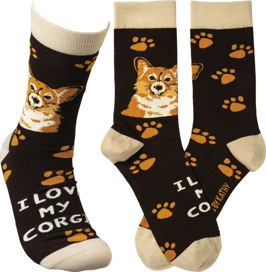 Primitives By Kathy Socks - I Love My Corgi