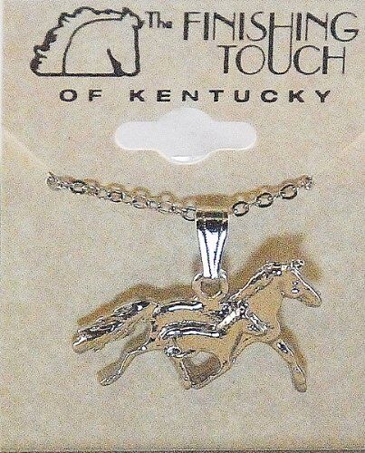 Finishing Touch Trotting Mare And Foal Necklace - Silver Finish
