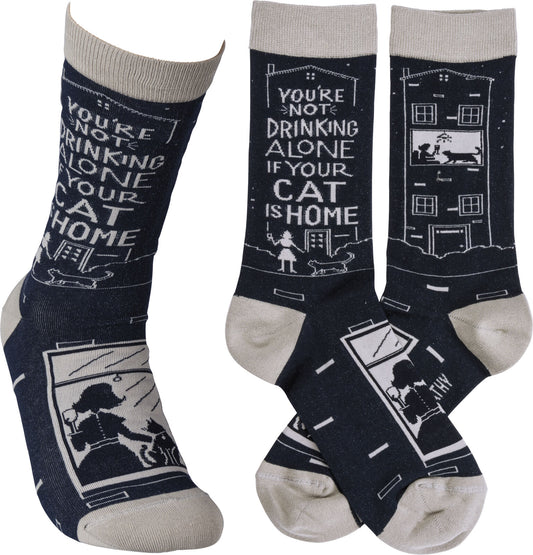 Primitives by Kathy LOL Made You Smile Silly Socks, Not Drinking if Cat is Home