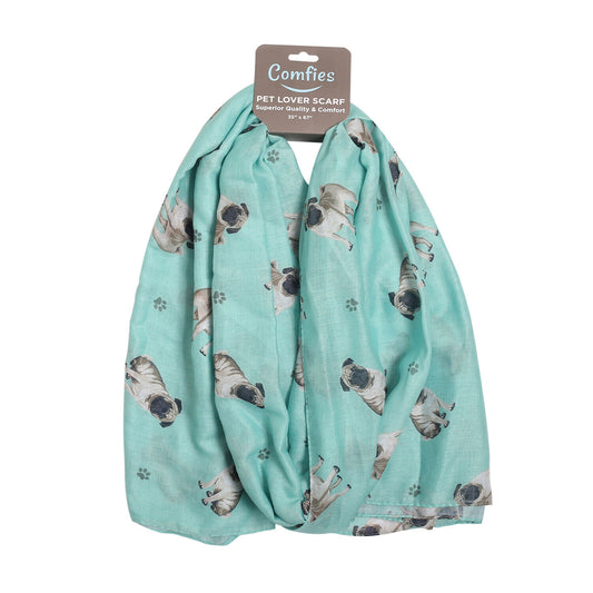 Pug Dog Pet Lover Scarf - All-year-round scarf- Lightweight material, 67"
