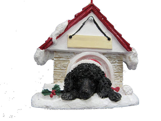 Black Poodle Doghouse Ornament Hand Painted and Easily Personalized