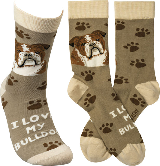Primitives By Kathy Socks - I Love My Bulldog