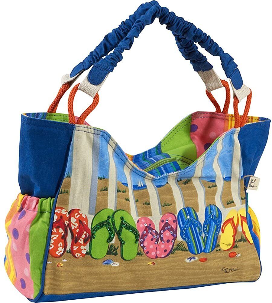 Sun 'N' Sand Coastal Flip Flop Tote by Paul Brent, 19" L x 13" H x 4" W