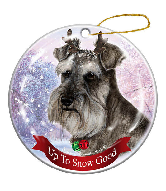 Holiday Pet Gifts Grey Schnauzer Dog Porcelain Christmas Ornament