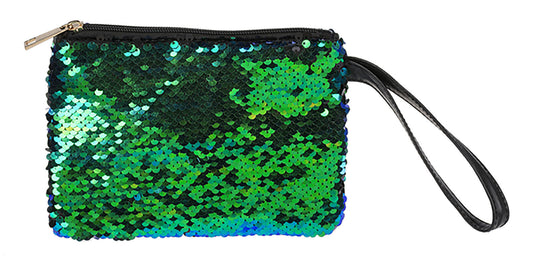 Ganz Mermaid Green Sequins Wristlet, 71/2" W. x 51/2" H.