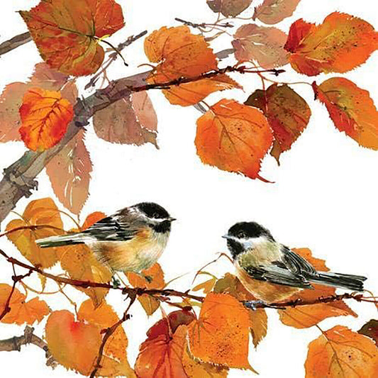 Paperproducts Design Beverage/Cocktail Napkin, Autumn Birds Titmouse, 20 count