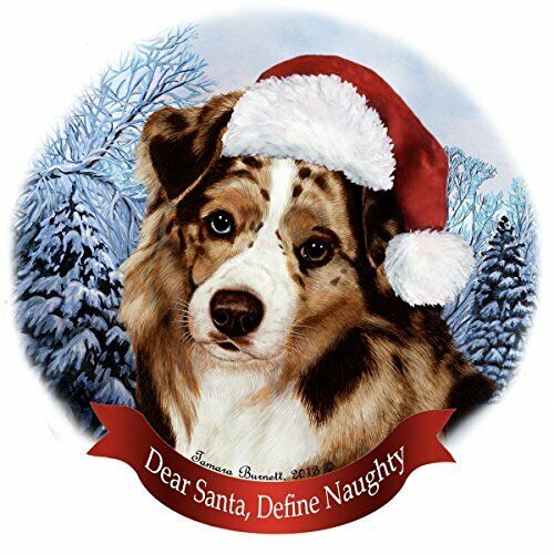 Holiday Pet Gifts Australian Shepherd Red Merle Dog Porcelain Christmas Ornament