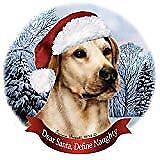 Holiday Pet Gifts American Yellow Lab Dog Santa Hat Porcelain Ornament