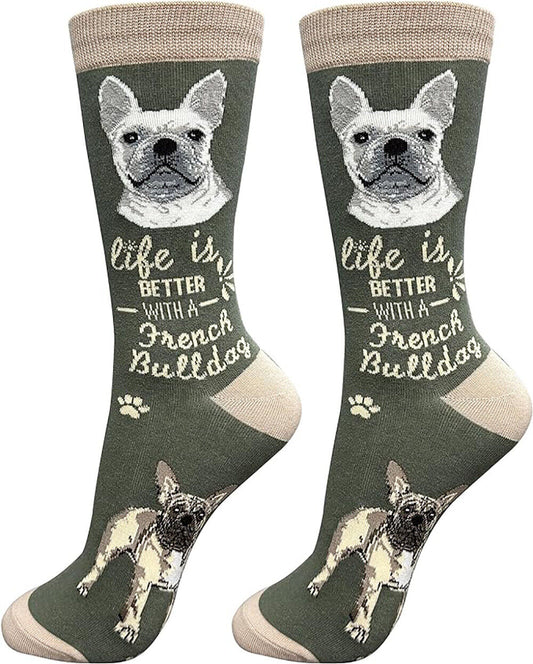 E&S Pets Pet Lover Socks, Life is Better with a French Bulldog