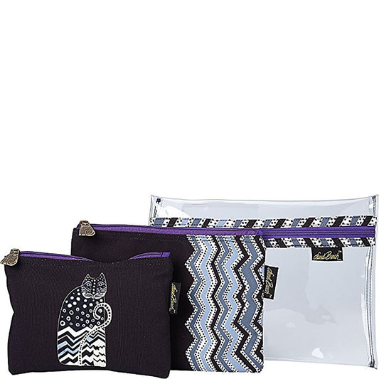 Laurel Burch Polka Dot Gatos Cats- Set of 3 Cosmetic Bags