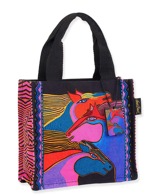 Laurel Burch Wild Stallions Small Handbag Tote Bag, 10" x 3.5" x 9.5"