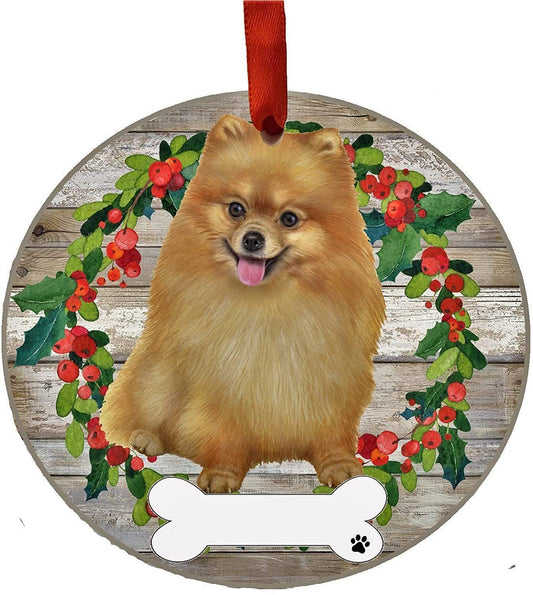 Pomeranian Ornament - E&S Pets, DIY Personalizable, Ceramic Round Ornament
