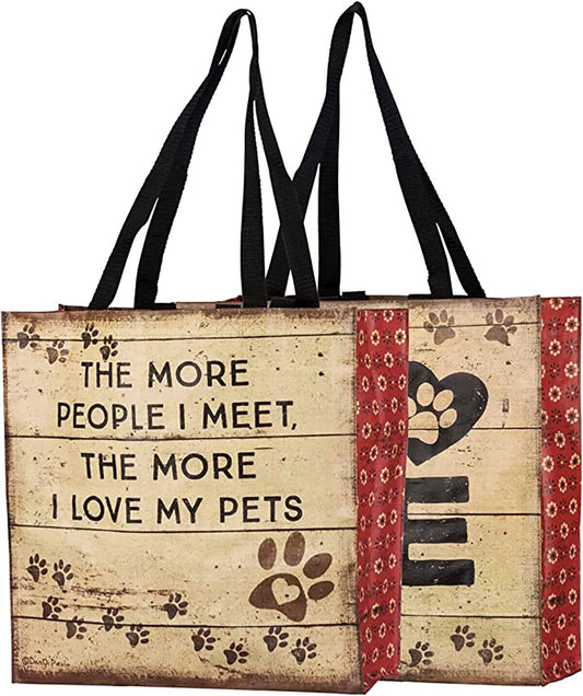 Primitives By Kathy Market Tote - Love My Pets, 15 x 15 x 6"