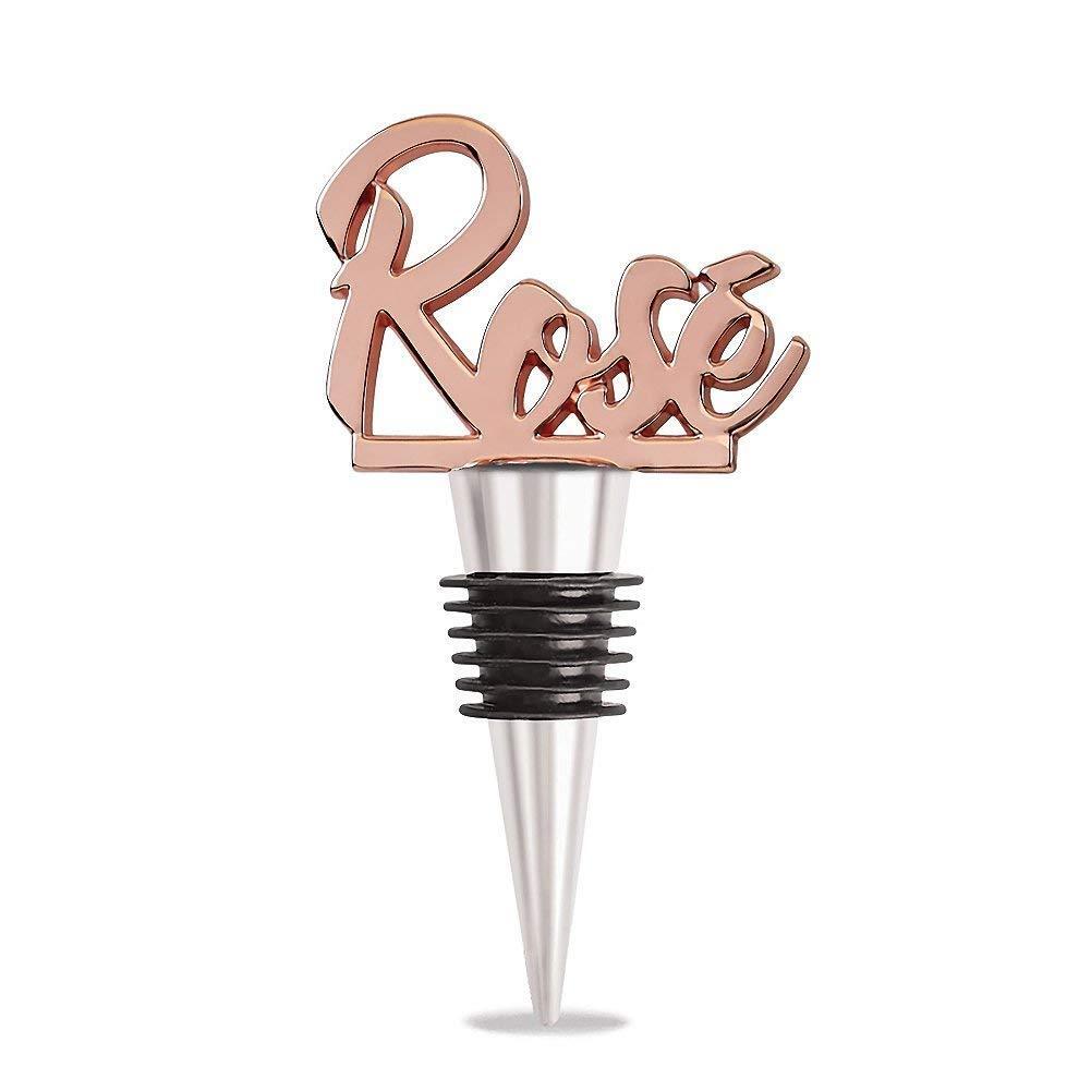 Wild Eye Designs Wine Bottle Stopper, Rose Wine, Rose Gold Finish