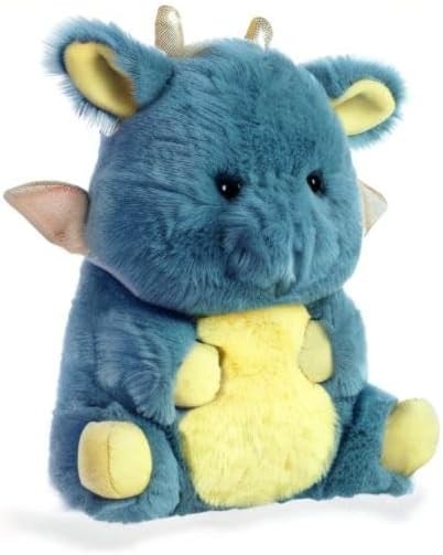 Aurora World Rolly Pluh Stuffed Animal Toy Pet - 7"" Egan Dragon, Blue