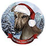 Holiday Pet Gifts Greyhound Grey Dog Santa Hat Porcelain Ornament