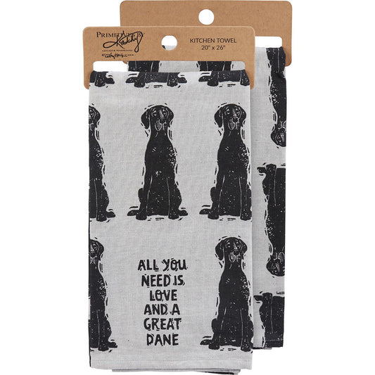 Primitives by Kathy Kitchen Towel - All You Need Is Love And A Great Dane